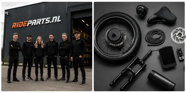 Das RideParts-Team aus sechs Mitarbeitern vor der RIDEPARTS.NL-Halle